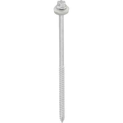Timco DS150W16B Metal Construction Thin Sheet Metal To Timber Screws - Hex - Epdm Washer - Slash Point - Exterior - Silver Organic 6.3 X 150 Box 100