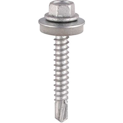Timco L38W16BB Self-Drilling Screws - Hex - For Light Section Steel - Exterior - Silver - With Epdm Washer 5.5 X 38 TIMbag 110