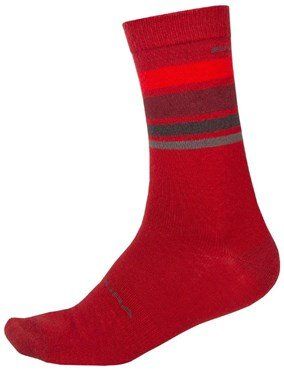 Endura BaaBaa Merino Stripe Socks Red - Thumbnail 2
