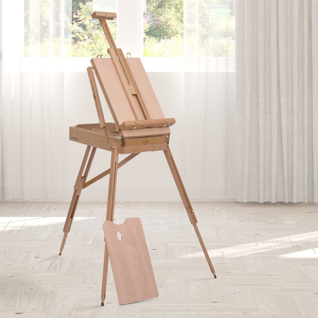 HOMCOM Foldable Wooden Art Easel - Natural wood - Image 1