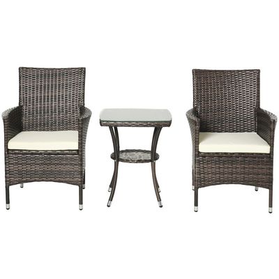 Outsunny Rattan Furniture Bistro Set - Brown