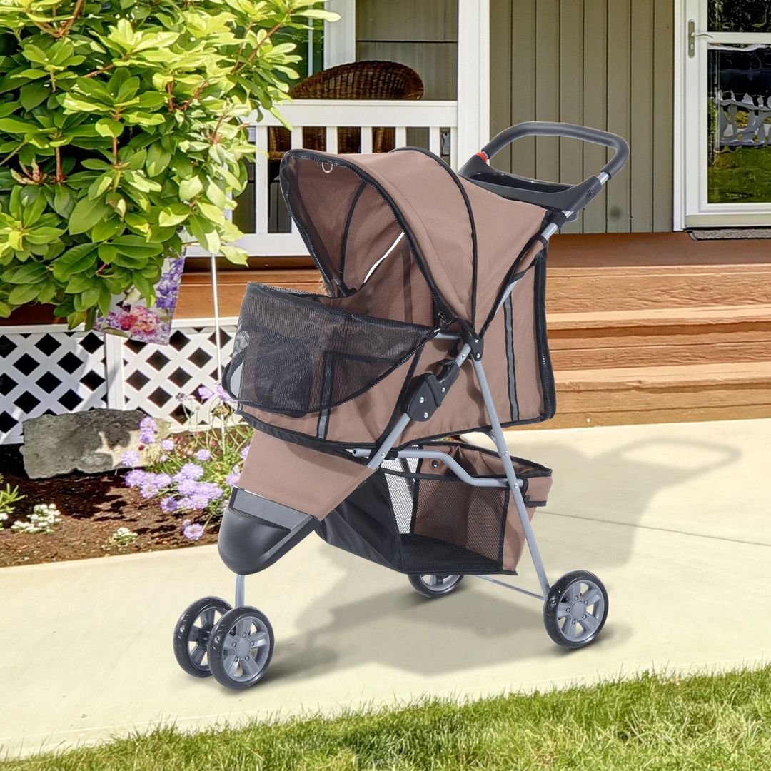 Pawhut Pet Travel Stroller - Brown - Image 1