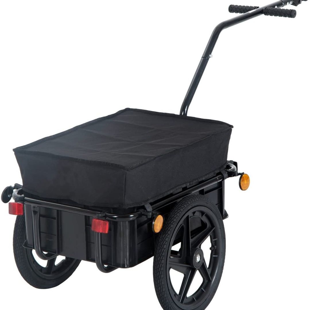 HOMCOM Bicycle Trailer With Towing Bar - Black - Image 1