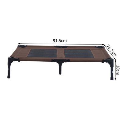 Large Raised Dog Bed Cat Elevated Lifted Cooling Camping Basket - Brown