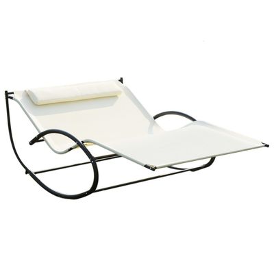 Outsunny Double Hammock Chair Sun Lounger - White