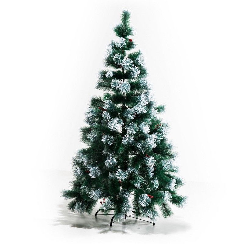 HOMCOM 5ft Artificial Green Christmas Tree Metal Stand - Green - Image 1