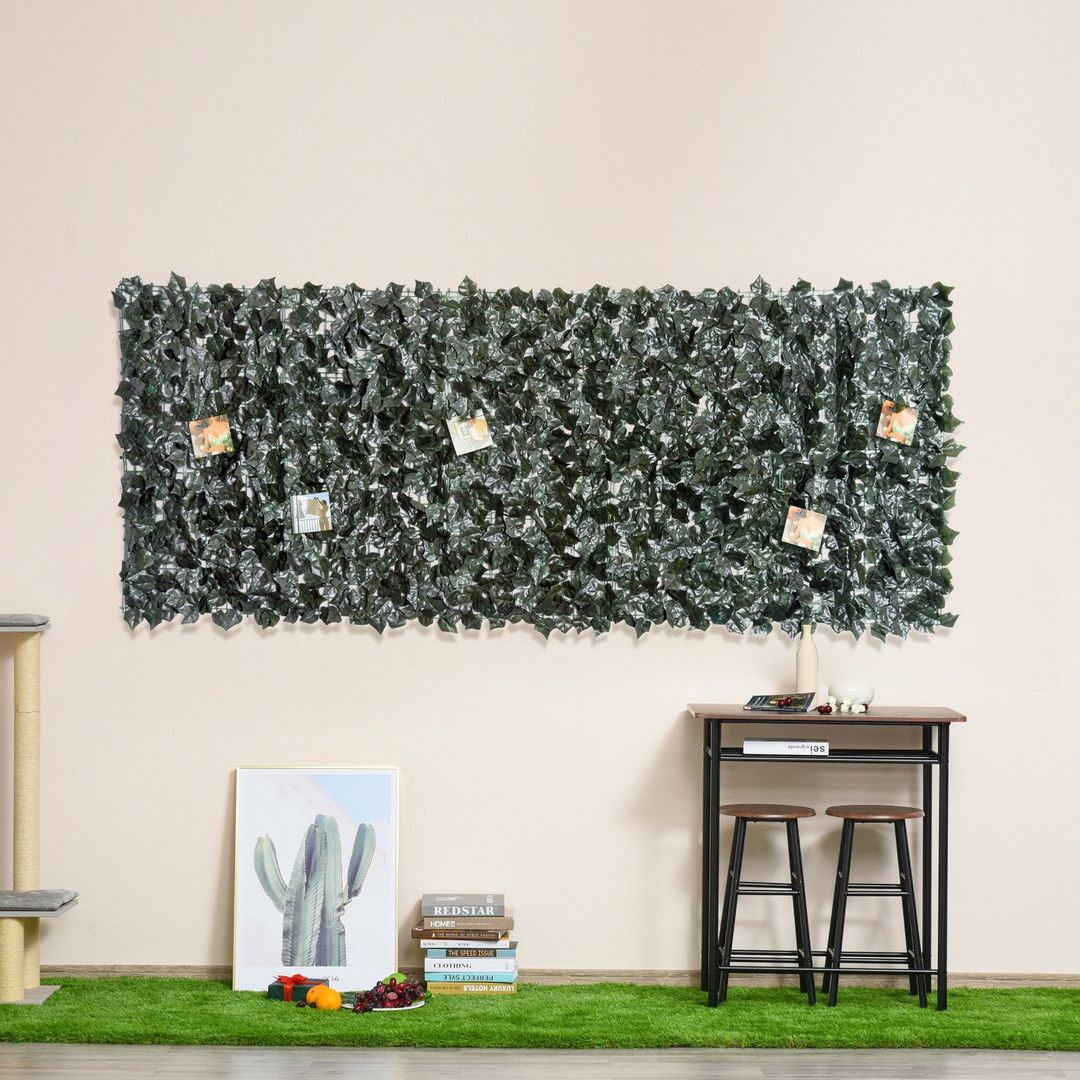 Outsunny Artificial Leaf Hedge Screen - Dark Green / 100cm / 240cm - Image 1