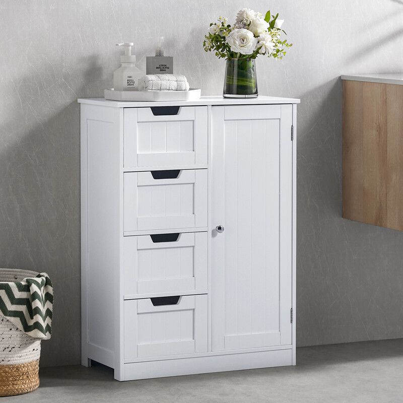 Priano 4 Drawer 1 Door Freestanding Unit - White - Image 1