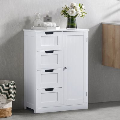 Priano 4 Drawer 1 Door Freestanding Unit - White