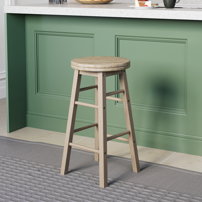 Wooden Revolving Bar Stool - Pine / 1