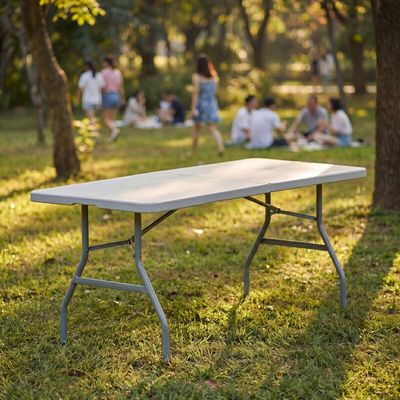 Outdoor Folding Camping Table - White / 183cm