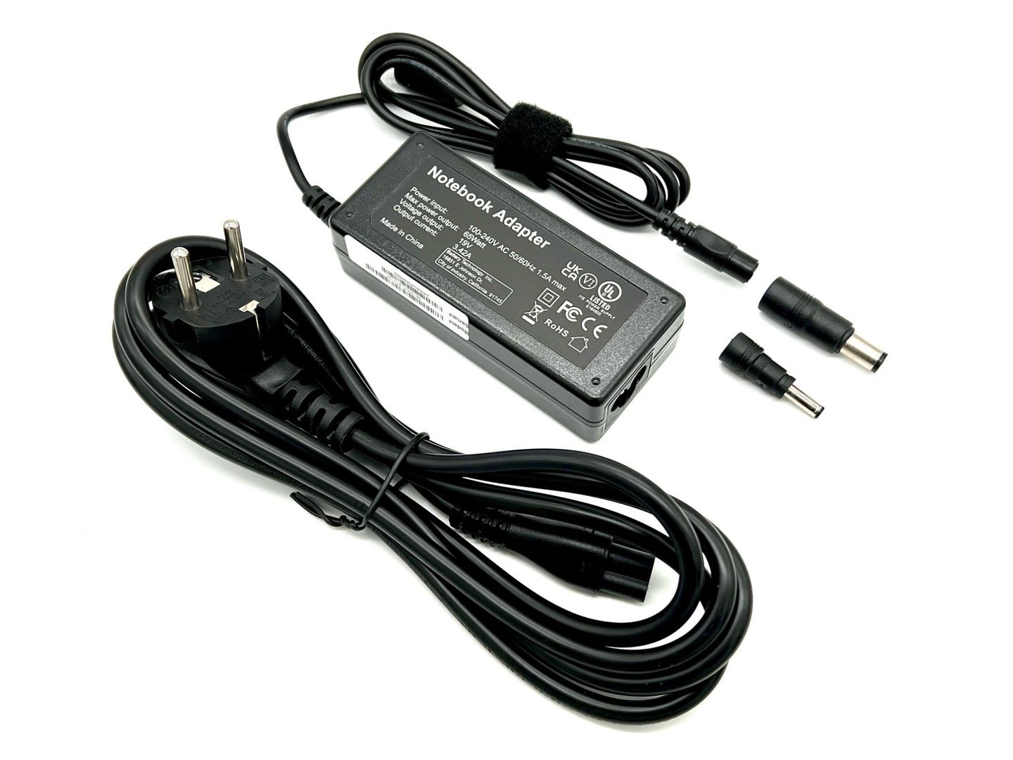 BTI 65W AC Adapter with 7.5mm and 4.5mm connectors for use with HP models compatible with H6Y89AA#ABA. Ships with EU plug - Image 1