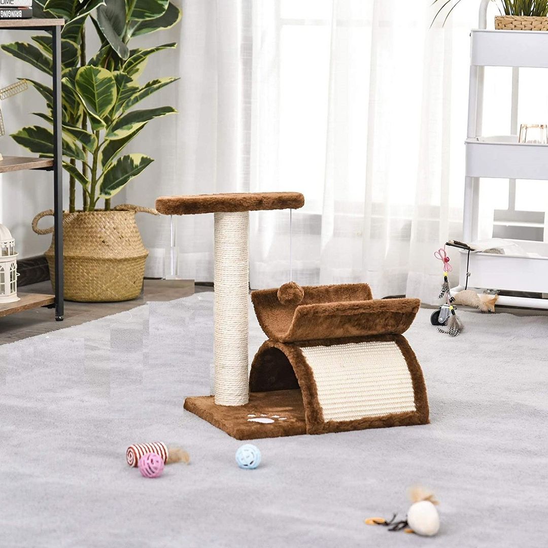 Pawhut Cat Tree Plush - Brown - Image 1