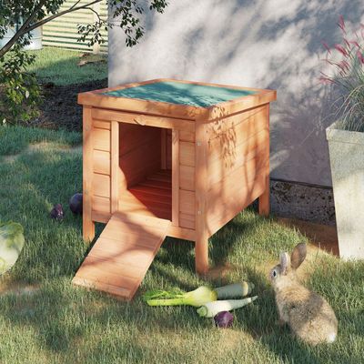 PawHut Wooden Pet Hutch Small Animal House - Natural