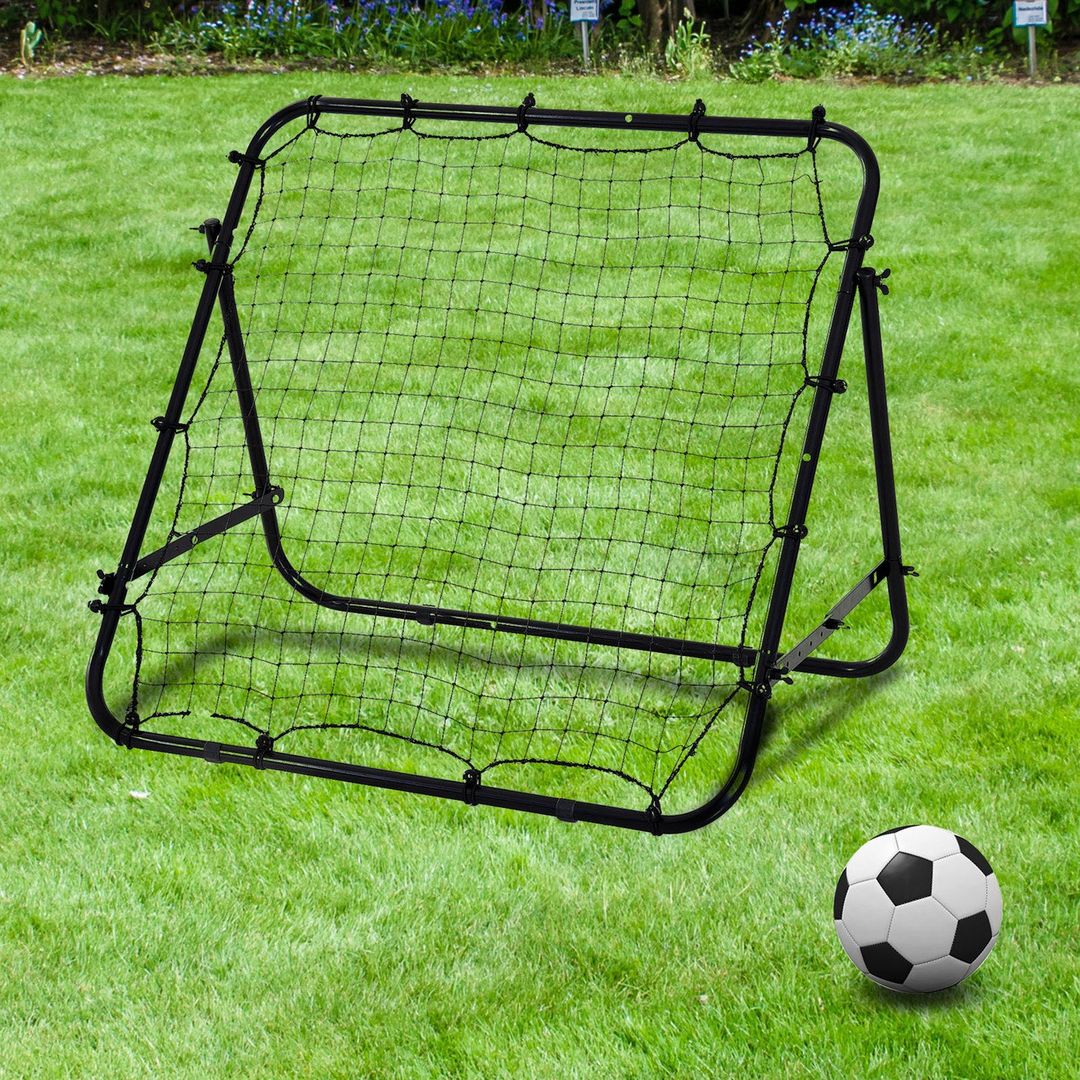 HOMCOM Rebounder Net Teen Adults Football Training Aid Practice Adjustable Black - black - Image 1