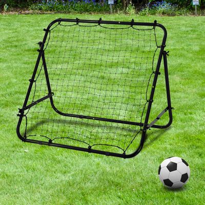 HOMCOM Rebounder Net Teen Adults Football Training Aid Practice Adjustable Black - black