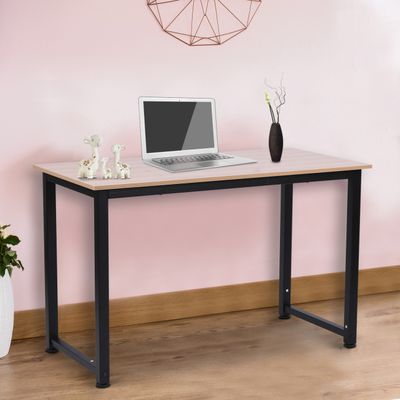 HOMCOM Office Desk, Oak Grain Tabletop/Black Frame
