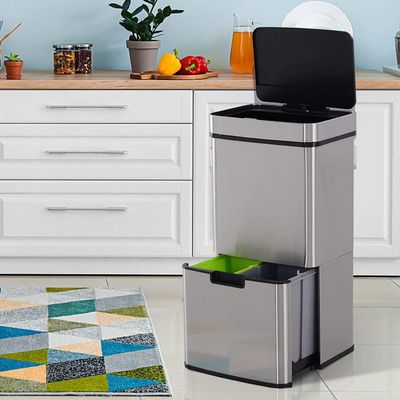 HOMCOM 72L Stainless Steel Bin - SIlver