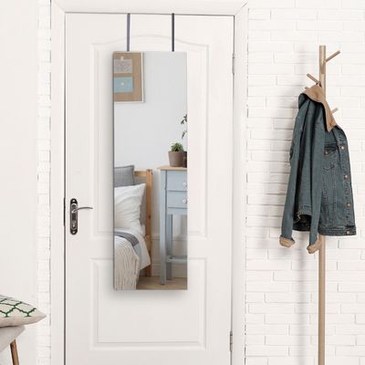 HOMCOM Mirrored Jewellery Storage Cabinet Door Mounted Wall mounted in White - Thumbnail 2