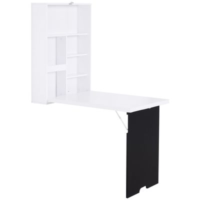 HOMCOM Wall Mounted Drop-Leaf Table - White