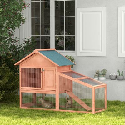PawHut 2 Tier Wood Water Resistant Pet Hutch - Orange