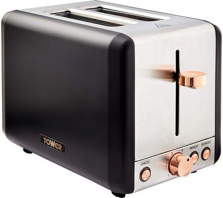 TOWER Cavaletto T20036RG 2-Slice Toaster - Black & Rose Gold, Black,Pink,Gold