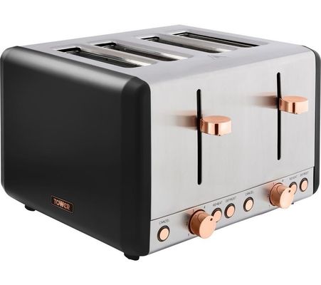 TOWER Cavaletto T20051RG 4-Slice Toaster - Black & Rose Gold, Silver/Grey