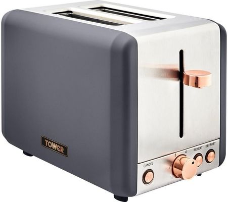 TOWER Cavaletto T20036RGG 2-Slice Toaster - Grey & Rose Gold, Silver/Grey