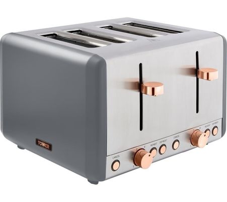 TOWER Cavaletto T20051RGG 4-Slice Toaster - Grey & Rose Gold, Silver/Grey