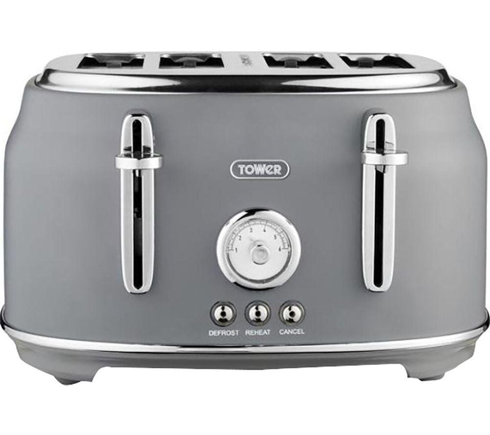 TOWER Renaissance T20065GRY 4-Slice Toaster - Grey, Silver/Grey - Image 1