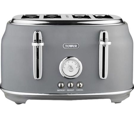 TOWER Renaissance T20065GRY 4-Slice Toaster - Grey, Silver/Grey