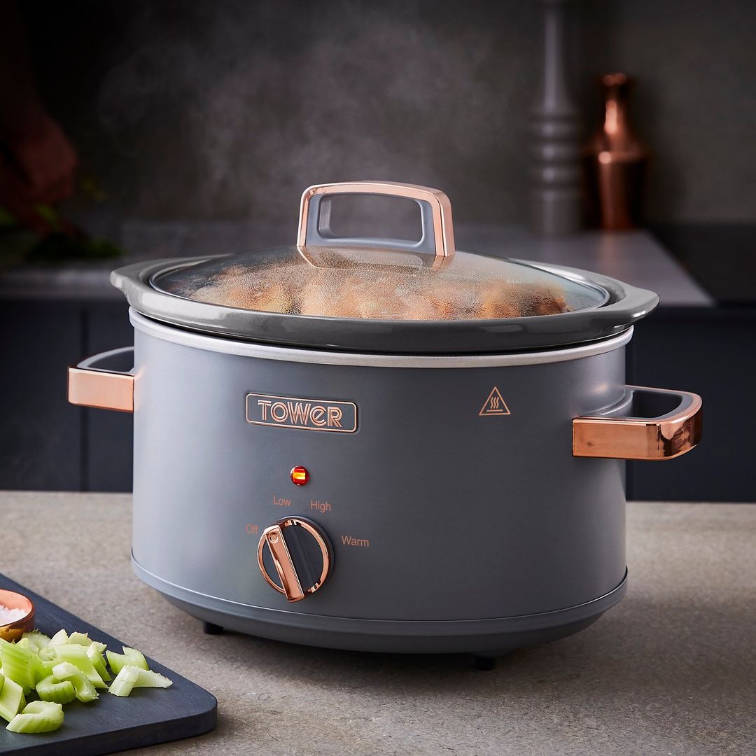 TOWER Cavaletto T16042GRY Slow Cooker - Grey, Silver/Grey - Image 1
