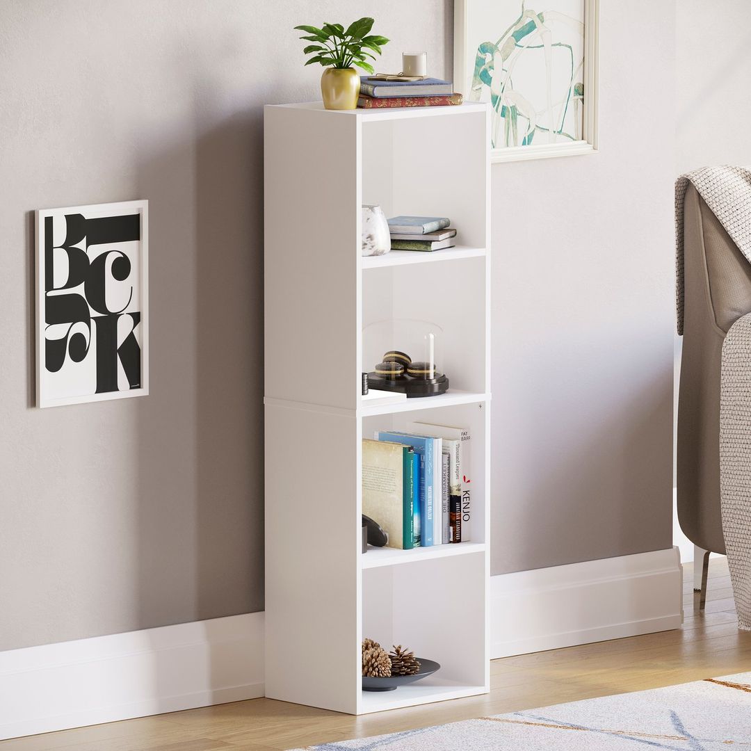 Oxford Cube Bookcase - White / 4 Tier - Image 1