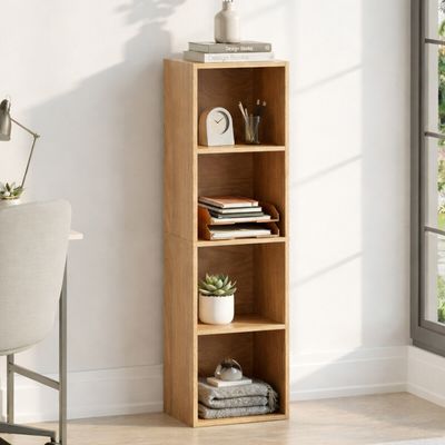 Oxford Cube Bookcase - Oak / 4 Tier - Thumbnail 2
