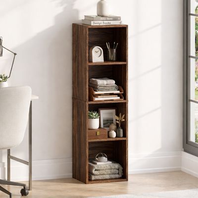 Oxford Cube Bookcase - Walnut / 4 Tier - Thumbnail 2