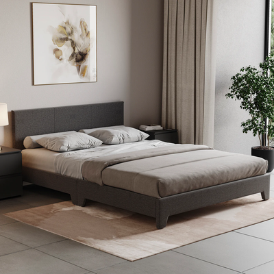 Victoria Fabric Bed - Dark Grey Linen / Double - Thumbnail 2