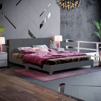 Victoria Fabric Bed - Dark Grey Linen / King