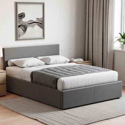 Veronica Fabric Ottoman Bed - Dark Grey Linen / Double