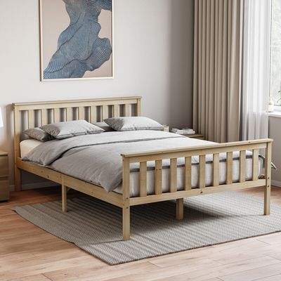 Milan Wooden High Foot End Bed - Pine / Double