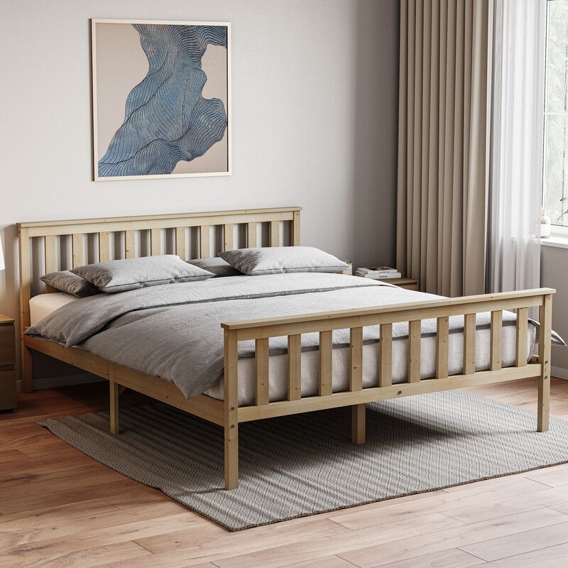 Milan Wooden High Foot End Bed - Pine / King - Image 1