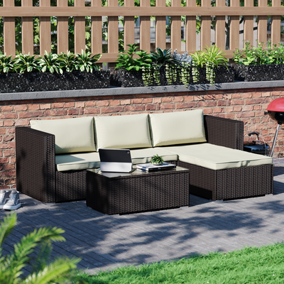 Hampton 4 Seater Garden Furniture Set - Brown