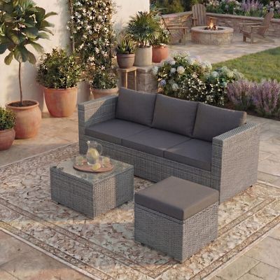 Hampton 4 Seater Garden Furniture Set - Grey