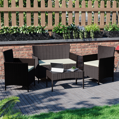 Kendal 4 Piece Rattan Garden Furniture Set - Brown