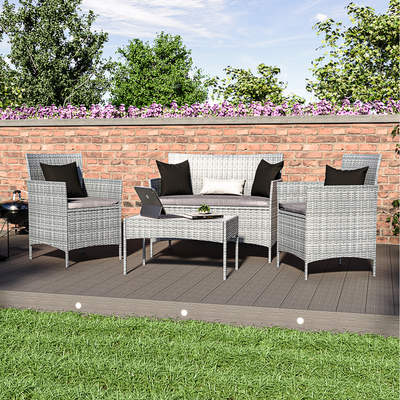 Kendal 4 Piece Rattan Garden Furniture Set - Grey - Thumbnail 2