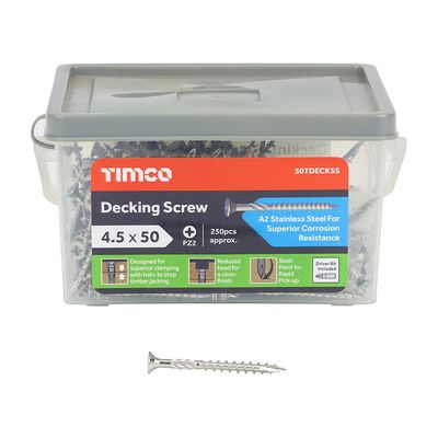 Timco Decking Screws - Pz - Double Countersunk - Stainless Steel Tub 250 50TDECKSS
