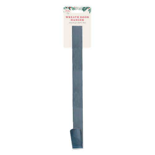 Silver Christmas Wreath Door Hanger 31.5cm Metal Over Door Hook - Image 1