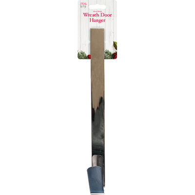 Silver Christmas Wreath Door Hanger 31.5cm Metal Over Door Hook - Thumbnail 2