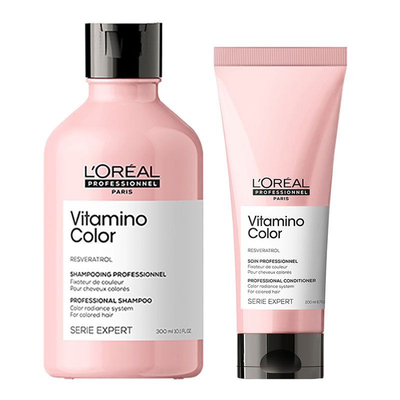 L'Oreal Professionnel Serie Expert Vitamino Color Shampoo 300ml & Conditioner 200ml Duo in Clear - Image 1