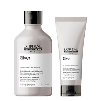 L'Oreal Professionnel Serie Expert Silver Shampoo 300ml & Conditioner 200ml Duo in Clear