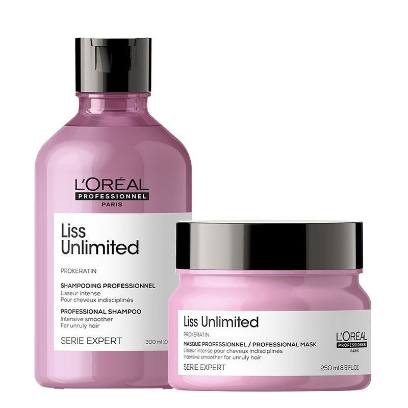 L'Oreal Professionnel Serie Expert Liss Shampoo 300ml & Masque 250ml Duo in Clear - Image 1